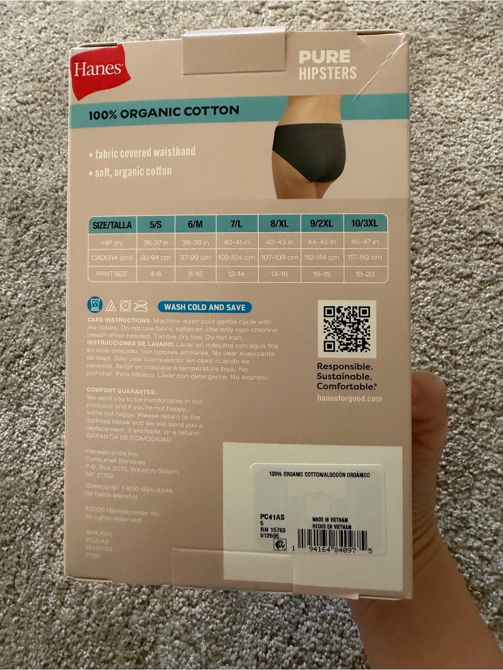 🌼 4/$13 - New in box Hanes Pure 5 Hipster 100% Cotton Underwears - Picture 2 of 3